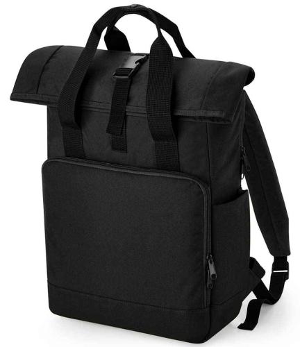 BagBase Recycled Twin Handle Roll-Top Laptop Backpack - BLK - ONE